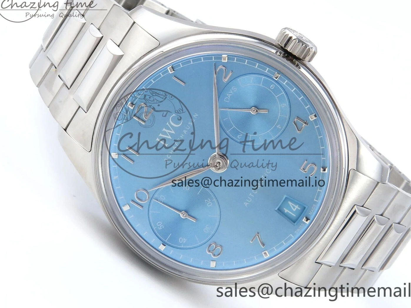 MIROTIME 0306 FashionForward Portugieser Auto IWC0562D APSF 1:1 Best Edition Light Blue Dial on SS Bracelet A 6994